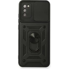 Twin Store Newface Samsung Galaxy A03S Kılıf Pars Lens Yüzüklü Silikon - Siyah