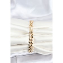 Youday Accessories Pirinç Gold Renk Vıp Seri Sarmal Damla Model Zirkon Taşlı Kadın Bileklik