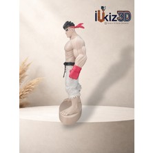 El Boyaması Efsanevi Dövüşçü (Ryu) 3D Baskı Figür - Oyuncu Odası Masaüstü Dekor (12 Cm)