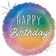 Çiçeek 18" P. Happy Bırthday Colourful Raınbow Folyo Uçan Balon
