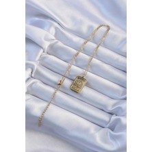 Youday Accessories 316L Çelik Zincir Eskitme Altın Renk Ay Figürlü Tarot Kolye