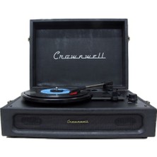 Pazard Crownwell Casablanca Serisi Retro Çanta Pikap – Siyah Süet Kaplama, Dahili Hoparlörlü, 3 Hızlı (33/45/78 Rpm), Bluetooth Bağlantılı, Taşınabilir Vintage Plak Çalar