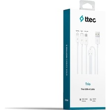 Ttec Trio 2DK7521 3’ü 1 Arada Şarj Kablosu - Usb-C / Lightning / Micro USB - 120CM Lyon Tech