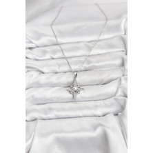 Youday Accessories 316L Çelik Zincir Gümüş Renk Kutup Yıldızı Model Zirkon Taşlı Kadın Kolye