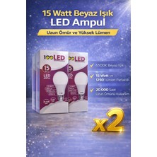 Bezos LED Ampul 15 Watt Beyaz Işık 6500K Yüksek Lümen E27 Duy Uzun Ömürlü 2 Adet