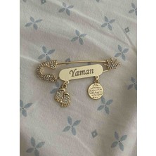 PremiumPort Bebek Yaka Iğnesi, Beyaz Taşlı, 5 Cm, Şık ve Güvenli Takım Parçası