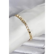 Youday Accessories Pirinç Gold Renk Zirkon Taşlı Yıldız Model Kadın Bileklik
