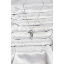 Youday Accessories 316L Çelik Zincir Gümüş Renk Deniz Anası Model Zirkon Taşlı Kadın Kolye