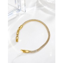 Solène Flat Gold Çift Sıra Altın Kaplama Su Yolu Çelik Bileklik