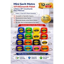Bezos Mini Şerit Metre 1 Metre 3ft Anahtarlık Ölçü Metresi Taşınabilir Cep Metre 12 Adet