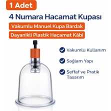 Bezos 4 Numara Hacamat Kupası 1 Adet Vakumlu Manuel Kupa Bardak Dayanıklı Plastik Hacamat Kabı