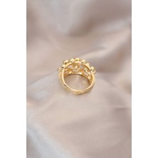 Youday Accessories Ayarlamalı Gold Renk Metal Bombeli Boluncuk Model Yüzük