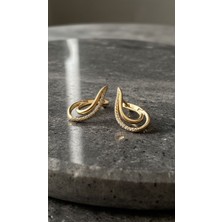Solène Minör  Zirkon Taşlı Altın Kaplama Gold Çelik Küpe