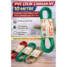 Bezos Pvc Çelik Çamaşır Ipi 10 Metre Dayanıklı Paslanmaz Çelik Özlü Çamaşır Askı Ipi 1 Adet