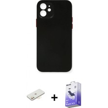Pileli Store Pilelistore™ iPhone 12 Kılıf Yadigar Yansıma Serisi - Siyah Bilvis 5in1 5d Magic Hayalet Cam Ekran Koruyucu + Renkli Kamera Lens Koruma Cam - Sı