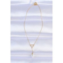 Youday Accessories 316L Çelik Zincir Gold Renk Inci Taş Detay Kalp Kolye