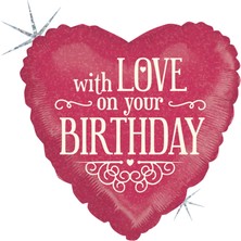 Çiçeek 18" P. Wıth Love On Your Bırthday Folyo Uçan Balon