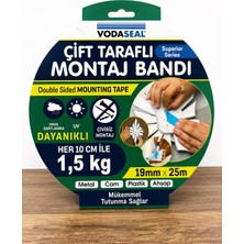 Vodeseal Çift Taraflı Montaj Bandı 19MM x 25M Güçlü Yapışkan