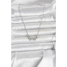 Youday Accessories 316L Çelik Zincir Gümüş Renk Çiçek ve Kelebek Model Kadın Kolye