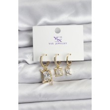 Youday Accessories Gold Renk Zirkon Taşlı Kadın Küpe