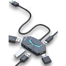Deppo Trend USB To Type-C USB Çoklayıcı Pc/notebook/x-Box/oyun Konsolu Uzatıcı Gaming Oyuncu Çevirici Hub 4x USB
