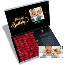 Çiçeek Fotoğraflı Happy Birthday 50 Kırmızı Gül