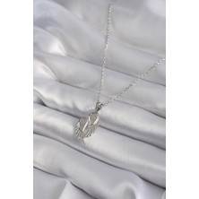 Youday Accessories 316L Çelik Gümüş Renk Zirkon Taşlı Kanat Model Kadın Kolye