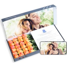 Çiçeek Fotoğraf Baskılı Turuncu Gül