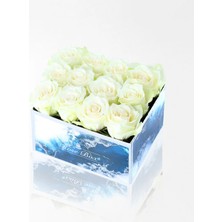Çiçeek Sea Blue Maxi Kutuda 12 Beyaz gül