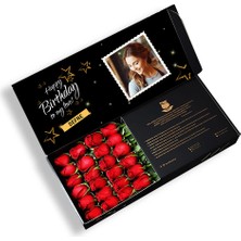Çiçeek Fotoğraflı Happy Birthday Kırmızı Gül