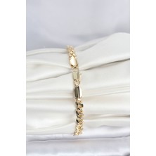 Youday Accessories cm 14K Gold Renk Yassı Zincir Model Kadın Bileklik