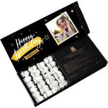 Çiçeek Fotoğraflı Happy Birthday Beyaz Gül