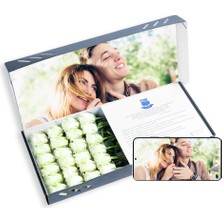 Çiçeek Fotoğraf Baskılı Beyaz Gül