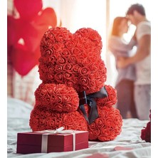 Çiçeek Teddy Rose Bear - Kırmızı Güllü Ayıcık (40CM)