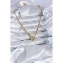 Youday Accessories 316L Çelik Gold Renk Zirkon Taşlı Kalp Model Sonsuzluk Detay Kadın Kolye