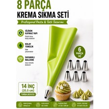 Eneci 8 Parça Silikon 6 Uçlu Sıkma Aparatlı 14" Krema Sıkma Torbası