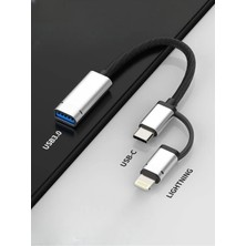 Deppo Trend iPhone X/11/12/13/14/15/16 Plus/17 Air/17 Pro Max Uyumlu Type-C/lightning To USB Çevirici Otg/hub