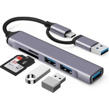 Deppo Trend Pc/ipad/macbook/iphone 15 Plus/16/17 Pro Max Uyumlu Type-C/usb To 3x USB Micro Sd/sd Çevirici Hub