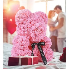 Çiçeek Teddy Rose Bear - Pembe Güllü Ayıcık (40CM)