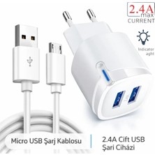 Deppo Trend Samsung Galaxy S7/s6/s5/note4/s4/s3/j7/j5/j2/a7/c/prime Uyumlu 2.4A Micro USB Hızlı Şarj Aleti Seti