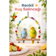 Tüylü Tezgah Kuş Salıncağı Meyveli Ahşap Tasarım Kafes Kuşları Için Kuş Salıncağı Muhabbet Kuşu Salıncak Ahşap Tünekli