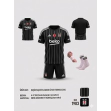 Yenteks Beşiktaş. Deplasman Siyah  Çocuk Forma Takımı 4 Lü Set Forma+Şort+Bileklik+Çorap