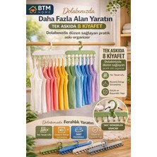 Btm Home 8 Kancalı Dolap Içi Askı Organizer Döner Askı Yer Tasarruflu Çok Amaçlı Kıyafet Askısı 1 Adet