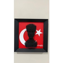 Lucylund Evlerin ve Ofislerin Gurur Tablosu Katmanlı Atatürk Portre Tablo - Türk Bayrağı Arka Plan Ölçü: 25CM x 25CM