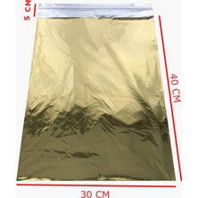Hg Ambalaj 20 Adet 30X45 cm Bantlı Metalize Gold Renk Hediye Paketi Poşeti, Hediye Poşeti ( 30X40+5 Cm)