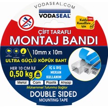 Vodaseal Çift Taraflı Montaj Bandı 10MM x 10M Güçlü Köpük Bant