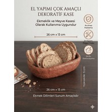 Art By Aslı El Yapımı Çok Amaçlı Ekmek ve Meyve Kasesi - Dekoratif Sunum Kabı, Eşsiz Artisan Doku (26X13 Cm)