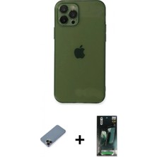Pileli Store Pilelistore™ iPhone 12 Pro Max Kılıf Ahenk Doku - Şeffaf 360 Full Body Arka Koruyucu + Metal Kamera Lens Koruma Cam - Sh