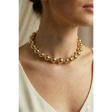Petek Aksesuar Taşlı Düz Top Choker Kolye