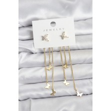 Renas Store Model Gold Renk Pirinç Sallantılı Kadın Küpe